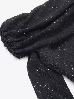 Glitter Off Shoulder Maxi Dress For Women - Sparkly Mesh Long Sleeve Mermaid Gown - Spring Gala Evening Party Outfits 2026