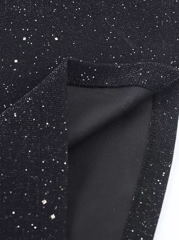 Glitter Off Shoulder Maxi Dress For Women - Sparkly Mesh Long Sleeve Mermaid Gown - Spring Gala Evening Party Outfits 2026