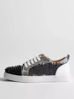 Glitter Skate Sneakers Round Toe Studed Lace Up Casual Shoes