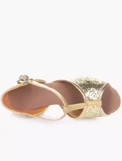 Glitter Ballroom Dance Shoes 2026 Open Toe Soft Sole Latin Dancing Shoes For Kids