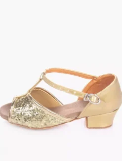 Glitter Ballroom Dance Shoes 2026 Open Toe Soft Sole Latin Dancing Shoes For Kids