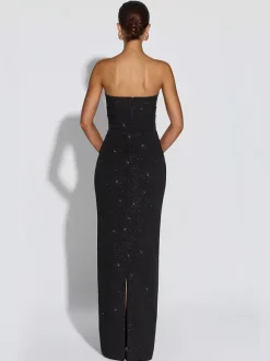 Glitter Tube Maxi Dress For Women - Sexy Backless Long Bodycon Gown With Scarf - Summer Evening Formal 2026