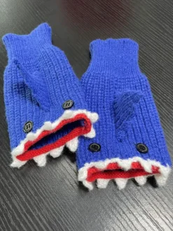 Gloves For Woman Animal Print Crochet Shark Shape Fingerless Home Wear Winter Warm Cute Acc