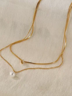 Glue Pearl And Cubic Zirconia Layered Necklace For Women 2026