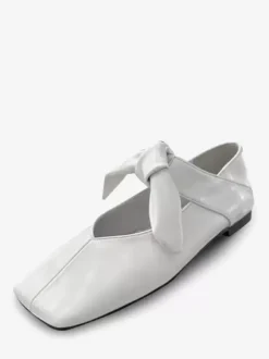 Gold Ballet Flats Square Toe Metallic Knotted Detail Flat Shoes