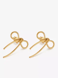 Gold Bowtie Knotted Stud Earrings For Women 2026