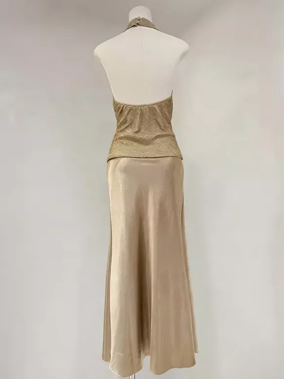 Gold Cami Top Halter Casual Women Camis