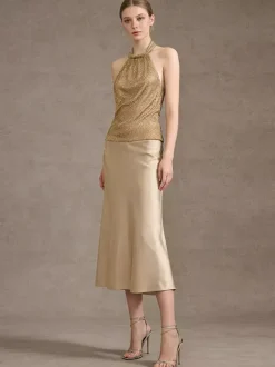 Gold Cami Top Halter Casual Women Camis