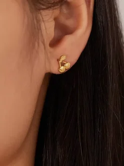 Gold Cherry Fruit Stud Earrings For Women 2026