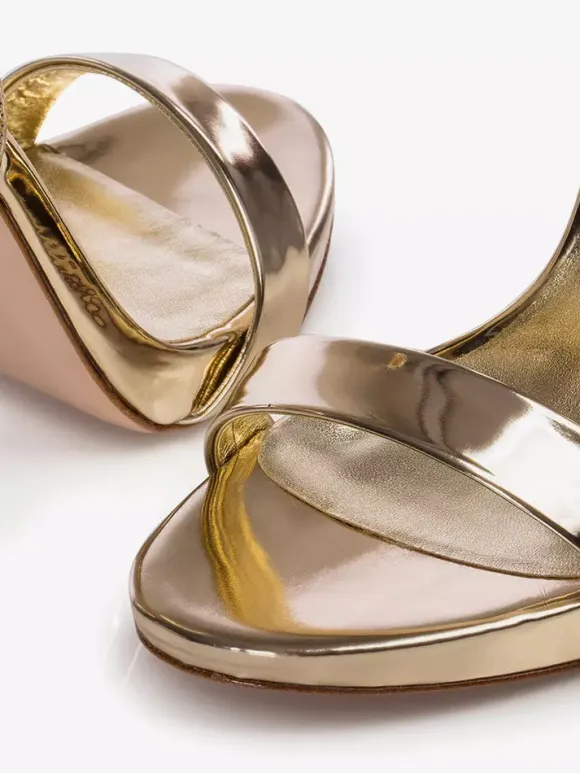 Gold High Heel Sandals Metallic Open Toe High Heel Prom Shoes