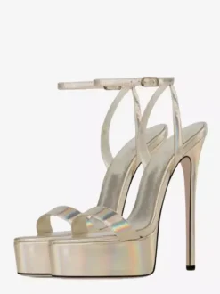 Gold High Heel Sandals Platform Open Toe High Heel Sexy Shoes