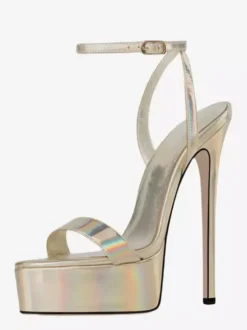 Gold High Heel Sandals Platform Open Toe High Heel Sexy Shoes