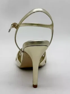 Gold High Heel Sandals Round Toe Cut Out Stiletto Heel Party Shoes