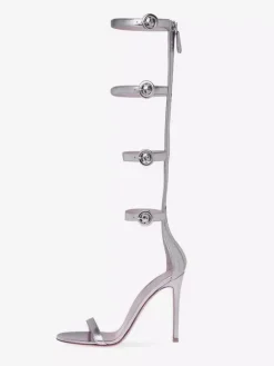 Gold High Heel Sandals Women's Open Toe Buckle Detail Gladiator Sandals
