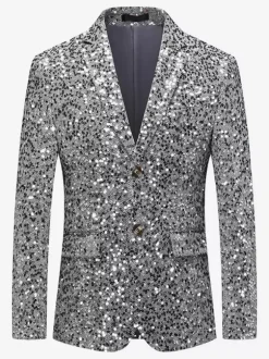 Gold Men's Sequni Retro Performance Costumes Overcoat Retro Costumes For Man