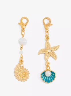 Gold Ocean Themed Bikini Connectors Starfish Shell Enamel Bikini Clasp Charms