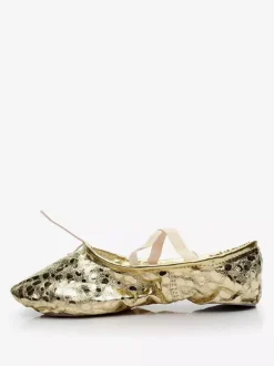 Gold Ballet Shoes 2026 Women Round Toe Criss Cross Belly Dance Shoes