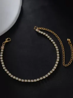 Gold Crystal Braided Anklet Beach Prom Ankle Bracelet