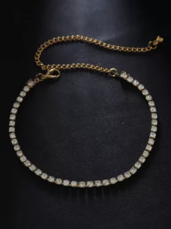 Gold Crystal Braided Anklet Beach Prom Ankle Bracelet