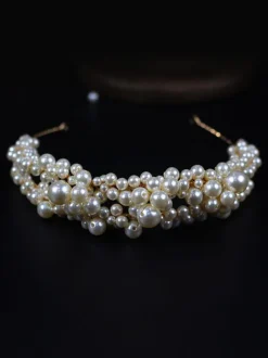 Golden Hairband Headpiece Wedding Pearl Bridal Hair Accessories
