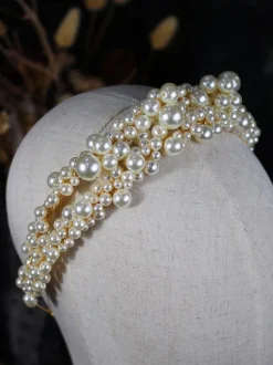 Golden Hairband Headpiece Wedding Pearl Bridal Hair Accessories