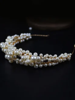 Golden Hairband Headpiece Wedding Pearl Bridal Hair Accessories
