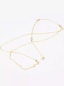 Golden Back Necklace Rhinestone Alloy Women Body Chain Beach