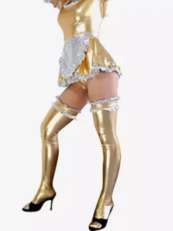 Golden Sexy Maid Style Shiny Metallic Dress