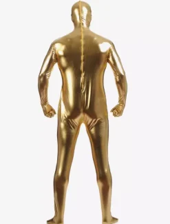 Golden Zentai Suit Adults Full Body Shiny Metallic Bodysuit for Men