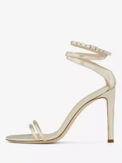 Gold High Heel Party Shoes Open Toe Ankle Strap Prom Shoes