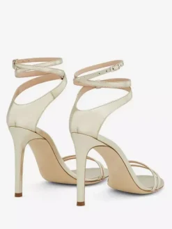 Gold High Heel Party Shoes Open Toe Ankle Strap Prom Shoes