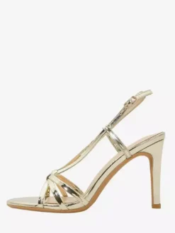 Gold High Heel Sandals Women's Open Toe Strappy Party Shoes