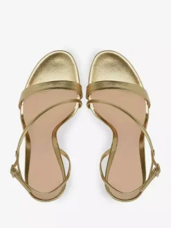 Gold High Heels Platform Open Toe Chunky Heel Strappy Party Shoes