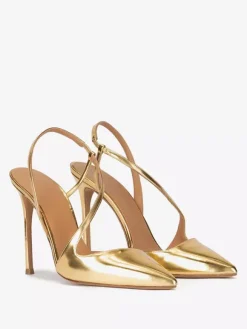 Gold High Heels Pointed Toe Strappy Slingback Party Shoes For Women