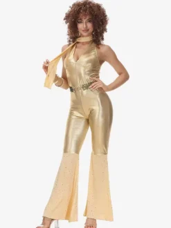 Gold 90's Retro Tudor Dress Costumes Hip Pop Jumpsuit Costume Outfits