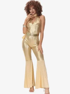 Gold 90's Retro Tudor Dress Costumes Hip Pop Jumpsuit Costume Outfits