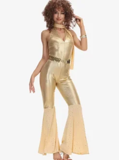 Gold 90's Retro Tudor Dress Costumes Hip Pop Jumpsuit Costume Outfits