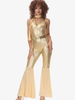 Gold 90's Retro Tudor Dress Costumes Hip Pop Jumpsuit Costume Outfits