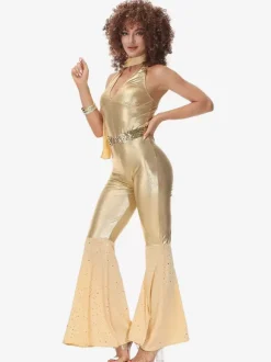Gold 90's Retro Tudor Dress Costumes Hip Pop Jumpsuit Costume Outfits