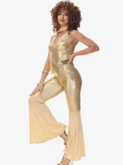 Gold 90's Retro Tudor Dress Costumes Hip Pop Jumpsuit Costume Outfits