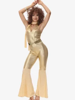 Gold 90's Retro Tudor Dress Costumes Hip Pop Jumpsuit Costume Outfits