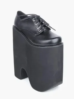 Gothic Black Lolita High Platform Shoes Heels With Shoelace