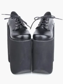 Gothic Black Lolita High Platform Shoes Heels With Shoelace
