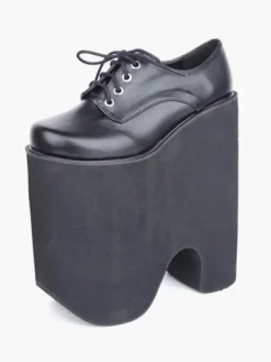 Gothic Black Lolita High Platform Shoes Heels With Shoelace