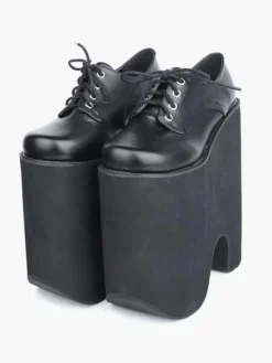 Gothic Black Lolita High Platform Shoes Heels With Shoelace