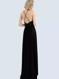 Gothic Black Wedding Dresses A Line V Neck Sleeveless Backless Lace With Train Bridal Gown Free Customization