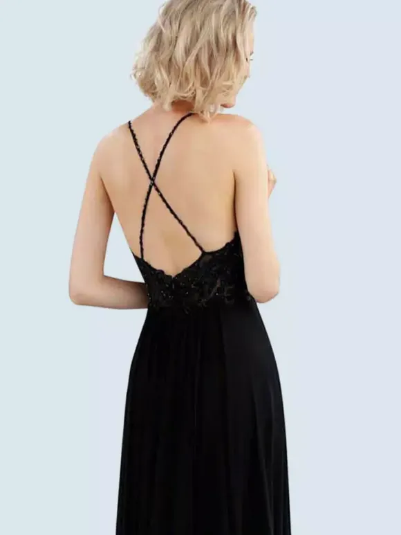 Gothic Black Wedding Dresses A Line V Neck Sleeveless Backless Lace With Train Bridal Gown Free Customization