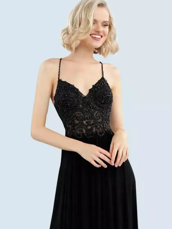 Gothic Black Wedding Dresses A Line V Neck Sleeveless Backless Lace With Train Bridal Gown Free Customization
