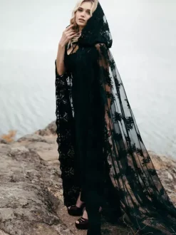Gothic Black Wedding Dresses Sheath Sleeveless Split Front Ankle-Length Gothic Bridal Dress Free Customization