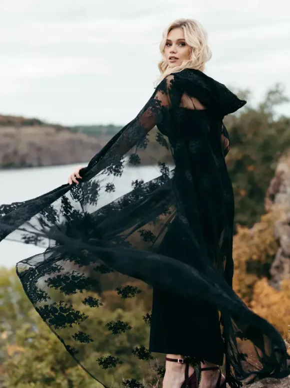Gothic Black Wedding Dresses Sheath Sleeveless Split Front Ankle-Length Gothic Bridal Dress Free Customization